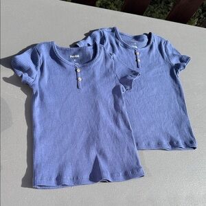 🍄4T PEKKLE ribbed T-shirt, set of 2 cornflower blue organic cotton NWOT